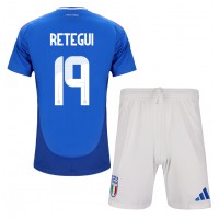 Taliansko Mateo Retegui #19 Domáci Detský futbalový dres ME 2024 Krátky Rukáv (+ trenírky)